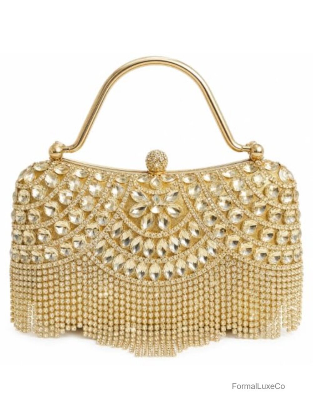 Rhinestone Fringe Clutch Purse for Women, Crystal Tassel Evening Handbag with